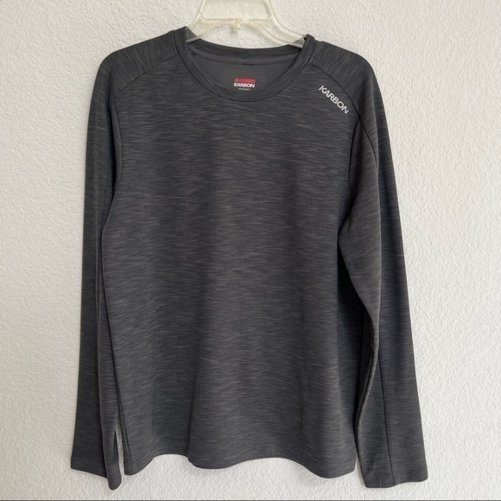 Karbon Men's Gray Waffle Weave Long Sleeve Thermolite Top Small